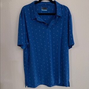 PGA Tour Blue Polo with Geometric Print EUC size XXL